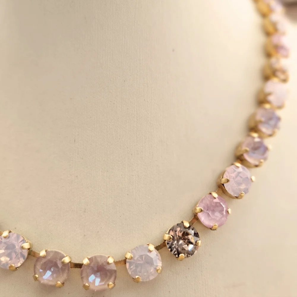 A Ballerina Babe Pink In Austrian Crystals Set On Gold Plated Necklace